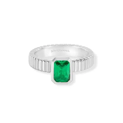 Dower & Hall Green Garnet Octagon Twist Twinkle Ring In Silver