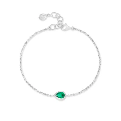 Dower & Hall Green Garnet Pear Chain Bracelet In Metallic