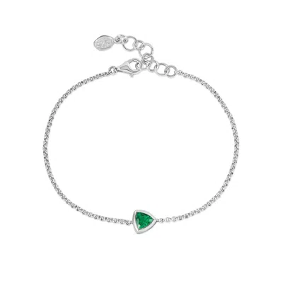 Dower & Hall Green Garnet Trillion Chain Bracelet In Silver