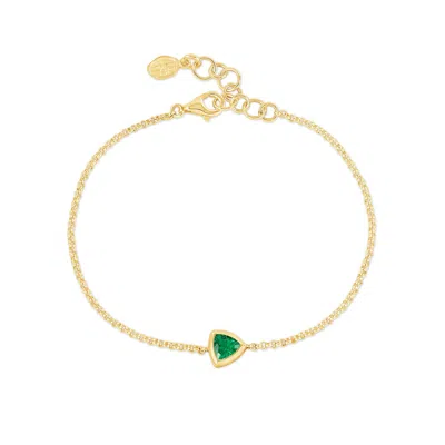 Dower & Hall Green Garnet Trillion Chain Bracelet In Gold