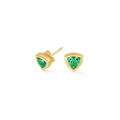 Dower & Hall Green Garnet Trillion Tutti Frutti Studs In Gold