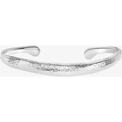 Dower & Hall Hammered Curved Bangle In Metallic