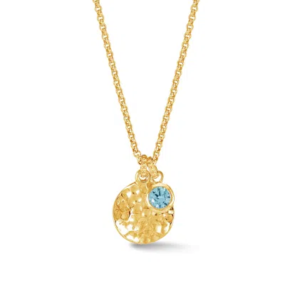 Dower & Hall Hammered Disc & 5mm Blue Topaz Array Pendant In Gold