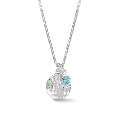 Dower & Hall Hammered Disc & 5mm Blue Topaz Array Pendant In Metallic