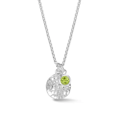 DOWER & HALL HAMMERED DISC & 5MM PERIDOT ARRAY PENDANT