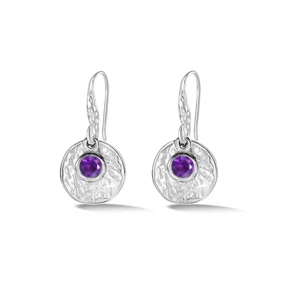 Dower & Hall Hammered Disc & Amethyst Array Earrings In Purple