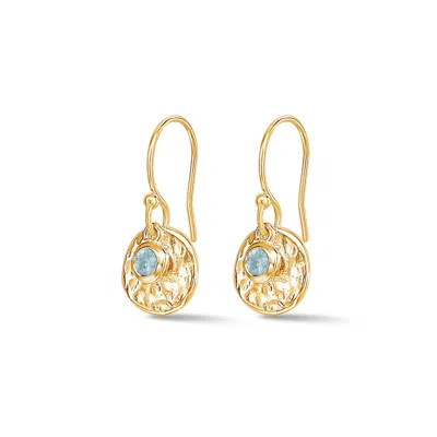 Dower & Hall Hammered Disc & Aquamarine Array Earrings