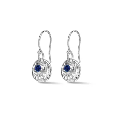 Dower & Hall Hammered Disc & Blue Sapphire Array Earrings