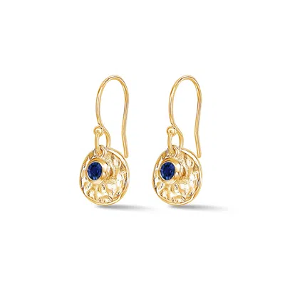 Dower & Hall Hammered Disc & Blue Sapphire Array Earrings