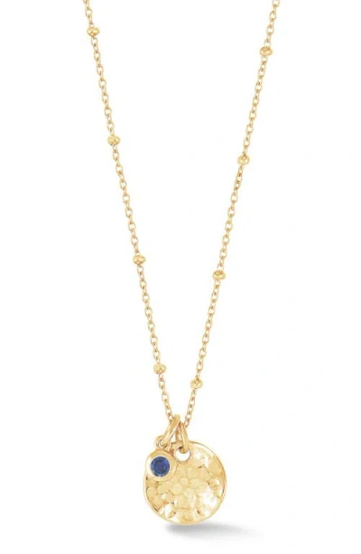 Dower & Hall Hammered Disc Sapphire Necklace In Gold