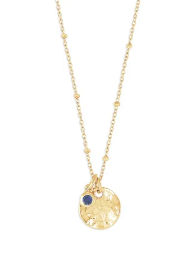 Dower & Hall Hammered Disc And Blue Sapphire Array Necklace In White