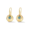 Dower & Hall Hammered Disc & Blue Topaz Array Drop Earrings In Gold
