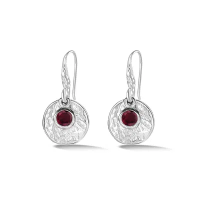 Dower & Hall Hammered Disc & Garnet Array Drop Earrings