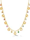 Dower & Hall Women's Hammered Disc & Mixed Gemstone Array Necklace Gold In 金色