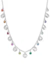 Dower & Hall Hammered Disc And Gemstone Array Necklace In 银色