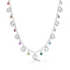 Dower & Hall Hammered Disc And Gemstone Array Necklace In Multi
