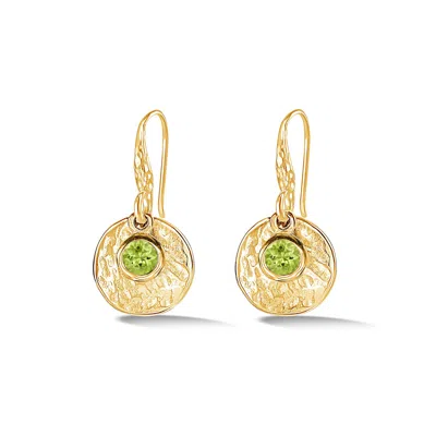 Dower & Hall Hammered Disc & Peridot Array Drop Earrings