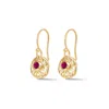 Dower & Hall Hammered Disc & Ruby  Array Earrings In Gold