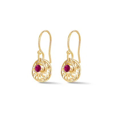 Dower & Hall Hammered Disc & Ruby  Array Earrings
