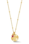 Dower & Hall Hammered Disc & Ruby Array Necklace In Gold