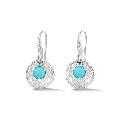 Dower & Hall Hammered Disc & Turquoise Array Earrings In Metallic