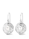 Dower & Hall Hammered Disc And White Freshwater Pearl Nomad Earrings In 银色