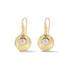 Dower & Hall Hammered Disc & White Topaz Array Drop Earrings In Gold