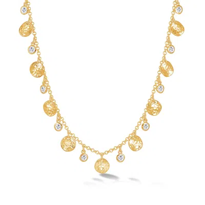 Dower & Hall Hammered Disc & White Topaz Array Necklace