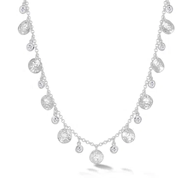 Dower & Hall Hammered Disc & White Topaz Array Necklace In Metallic
