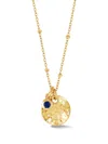 Dower & Hall Hammered Disc Sapphire Necklace In Gold
