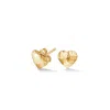 Dower & Hall Hammered Flat Heart Nomad Studs In Gold