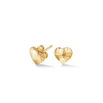 Dower & Hall Hammered Flat Heart Nomad Studs In Gold