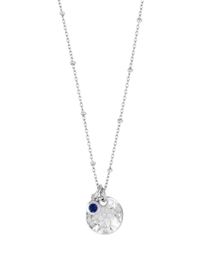 Dower & Hall Hammered Sapphire-disc Necklace In Silver