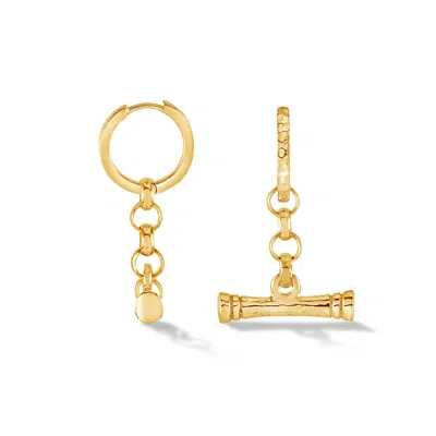 Dower & Hall Hammered T-bar Huggie Hoops In Gold