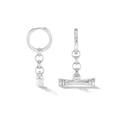 Dower & Hall Hammered T-bar Huggie Hoops In Metallic