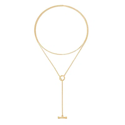 Dower & Hall Hammered T-bar Lariat Necklace In Silver,gold
