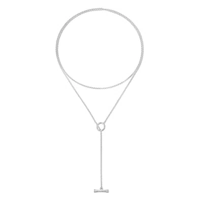 Dower & Hall Hammered T-bar Lariat Necklace In Silver,gold