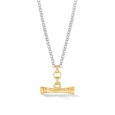 Dower & Hall Hammered T-bar Pendant In Gold