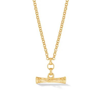 Dower & Hall Hammered T-bar Pendant In Gold