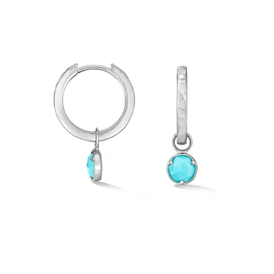 Dower & Hall Hammered Turquoise Azure Hoops In Blue