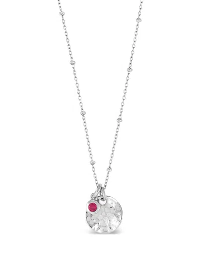 Dower & Hall Hammered-disc Ruby Necklace In Silver