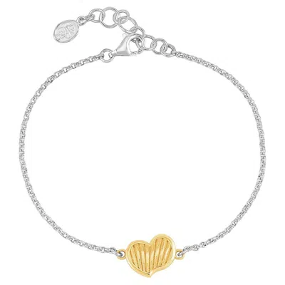 Pre-owned Dower & Hall Humbug Heart Chain Bracelet In Sterling Silver & Vermeil In Multi