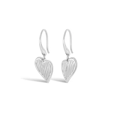 Dower & Hall Humbug Heart Drop Earrings In Silver