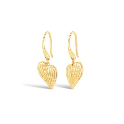 Dower & Hall Humbug Heart Drop Earrings In Gold