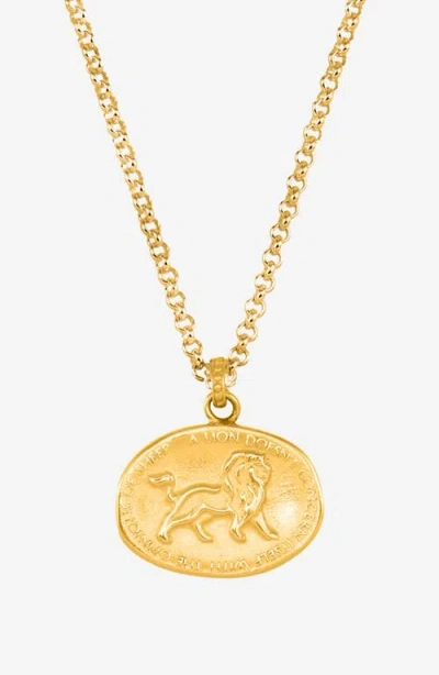 Dower & Hall Inspiring Lion Talisman Necklace In Gold