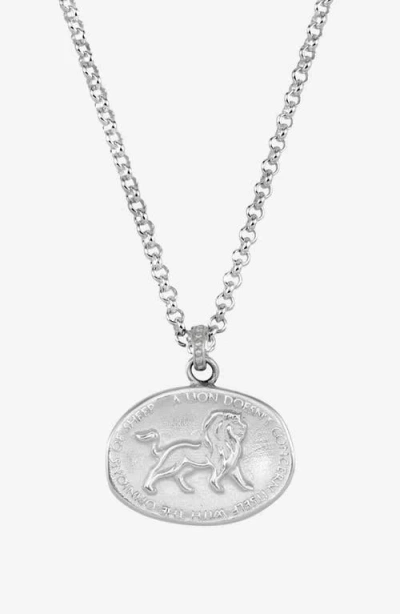 Dower & Hall Inspiring Lion Talisman Necklace In Metallic