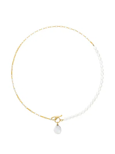 Dower & Hall Keshi Luna Pearl-drop Necklace In Gold
