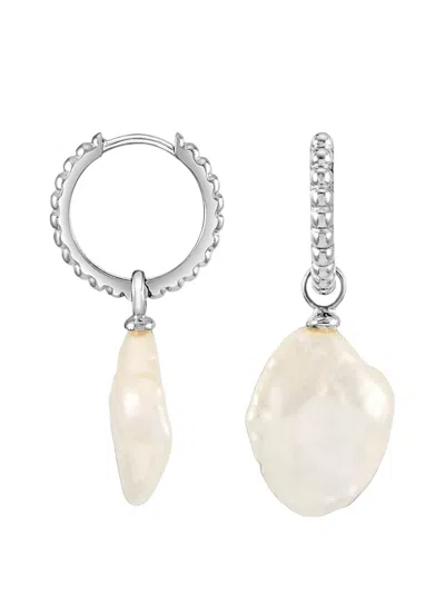 Dower & Hall Timeless Keshi Pearl Hoops In Metallic