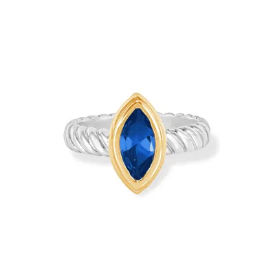 Dower & Hall Lab Grown Blue Sapphire Marquise Twist Twinkle Ring In Metallic