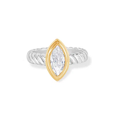Dower & Hall Lab Grown White Sapphire Marquise Twist Twinkle Ring In Purple